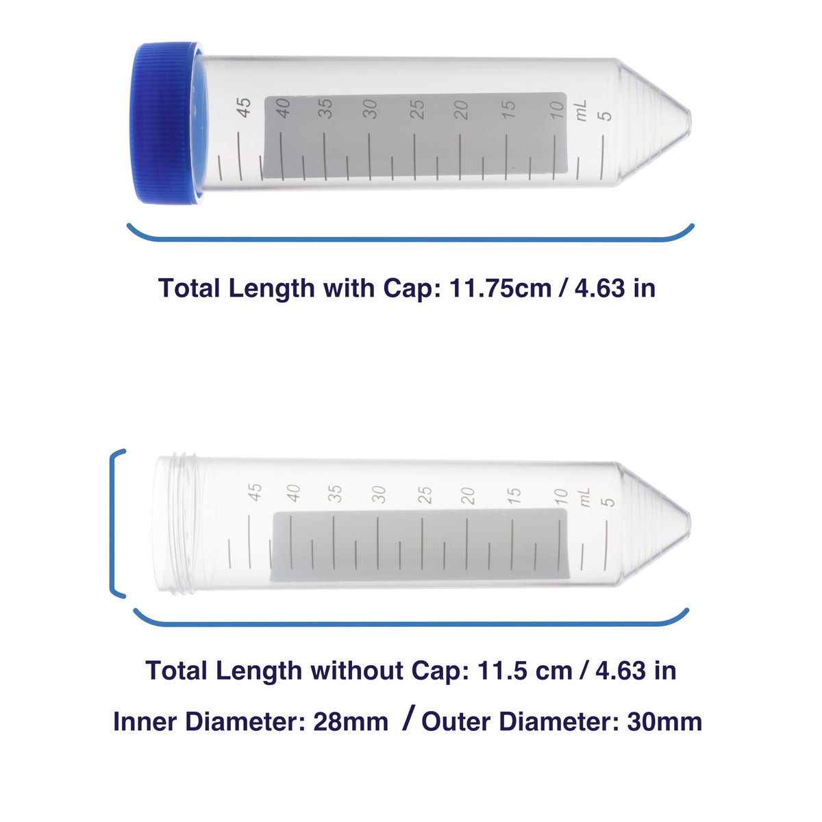 Kashi Scientific 50mL Self Standing Centrifuge Tubes with Screw Cap Lid, Lab Grade Polypropylene Plastic, Skirted, Printed Graduation, Write-on Spot [50mL Self-Standing, 500]