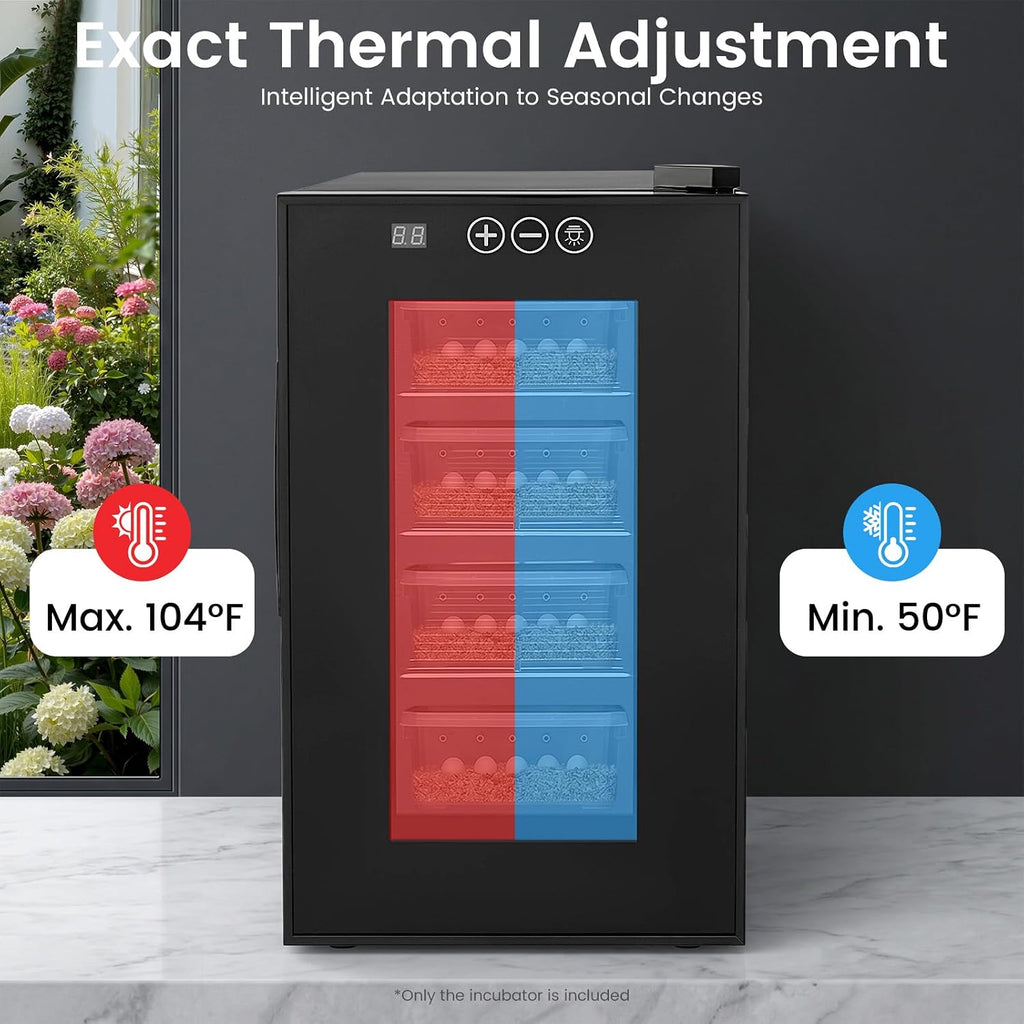 23L Reptile Incubator Cabinet Incubators for Hatching Eggs, Constant Temperature& Humidity Intelligent Reptile Egg Incubator with 10-40Â°C Cooling and Heating Temperature Control