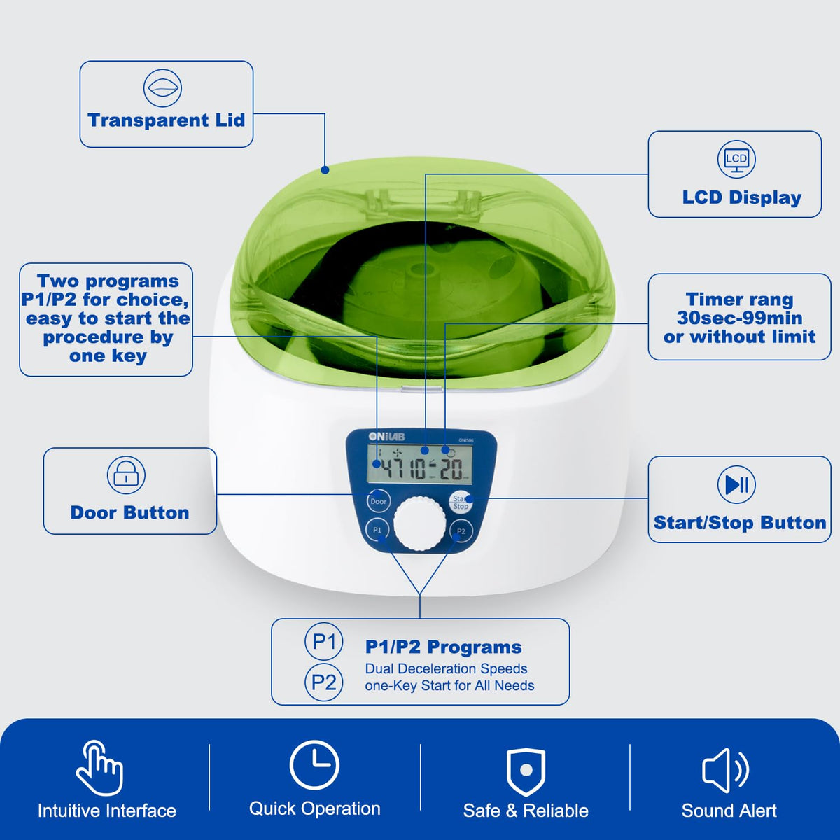 ONiLAB PRP Centrifuge, 300-5000RPM, 2600Ãg LCD Lab Centrifuge