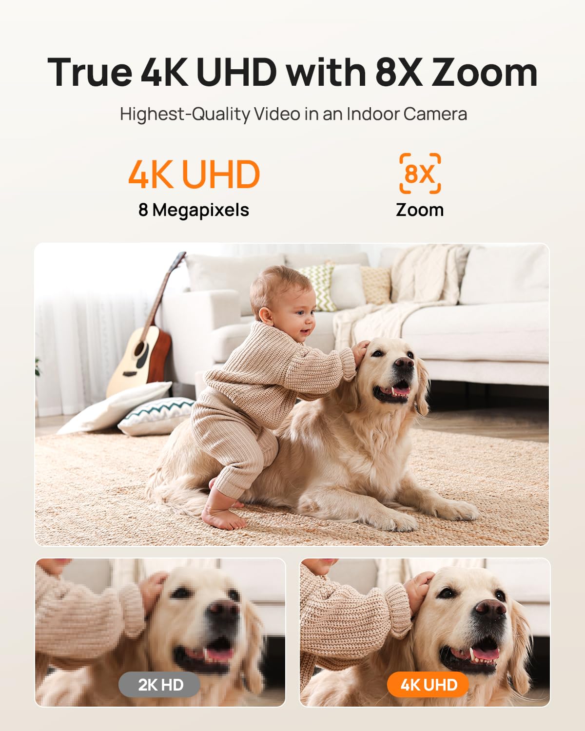 Anona 4K UHD Indoor Camera, Pet/Dog/Baby Security Camera with Phone App, 360Â°Pan-Tilt, 2.4G/5G Dual-Band Wi-Fi 6, Auto-Tracking, Person/Pet/Baby Crying Detection, Privacy Mode, Two-Way Audio, 4 Pack