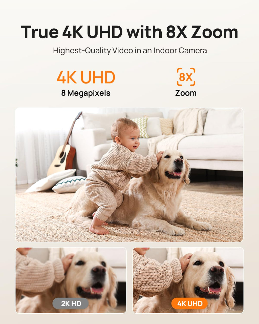 Anona 4K UHD Indoor Camera, Pet/Dog/Baby Security Camera with Phone App, 360Â°Pan-Tilt, 2.4G/5G Dual-Band Wi-Fi 6, Auto-Tracking, Person/Pet/Baby Crying Detection, Privacy Mode, Two-Way Audio, 4 Pack