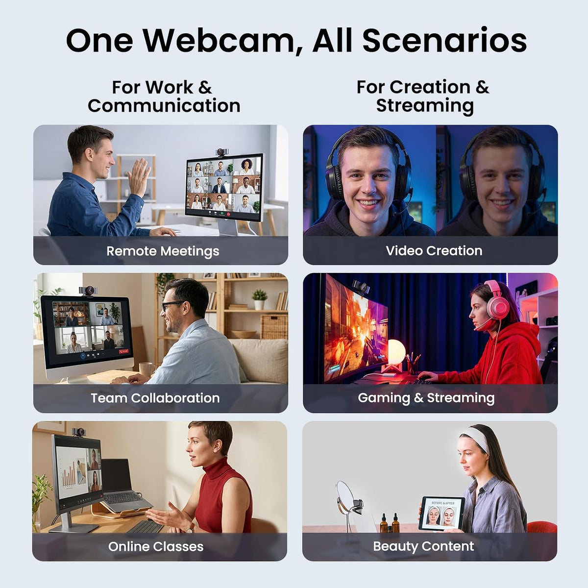 EMEET C960 Ultra 4K Webcam for Mac & PC, 1/1.5" Large Sensor, Metal Body