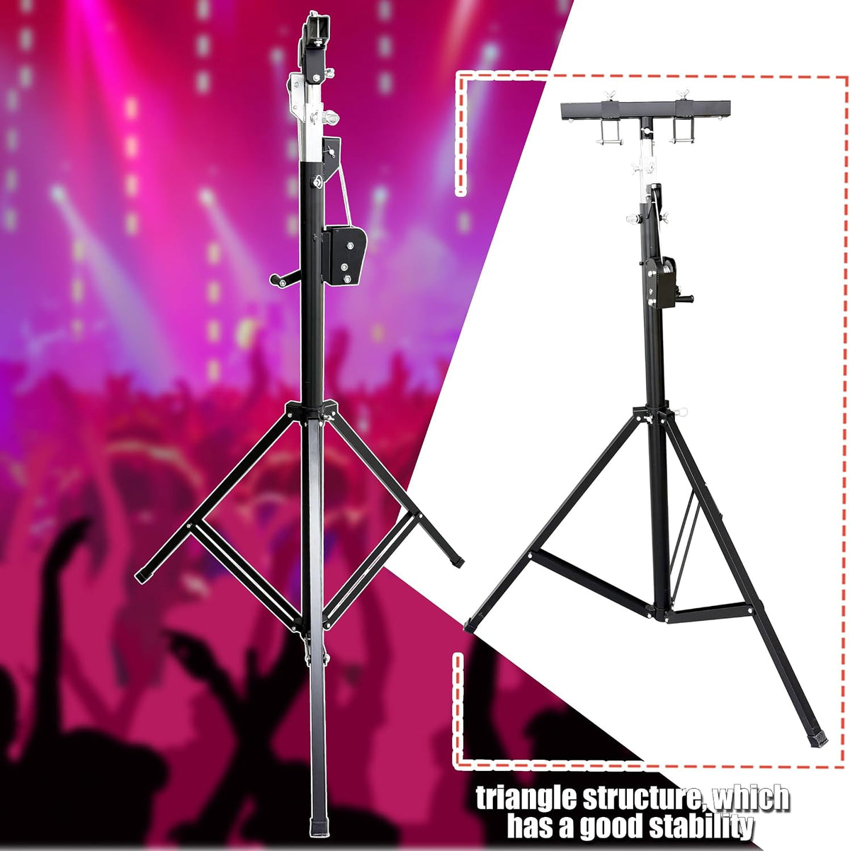 INTSUPERMAI Two (2) xTruss Lighting Crank Stand Light Trussing Stands Portable Crank Lighting Stand System T-Bars Triangle Truss 5.91-13.12in Height for Lighting Audio Stage Mounting