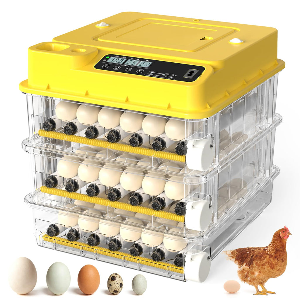 108 Egg Incubator for Hatching Eggs, Fully Automatic Egg Incubator with Auto Temp/Water/Turning, for Chicken Duck Goose Quail Pigeon Turtle Eggs, Humidity Control by Bottles, 361Â° View Clear Window