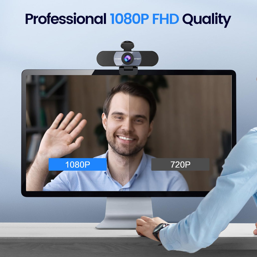 EMEET C960 Ultra 4K Webcam for Mac & PC, 1/1.5" Large Sensor, Metal Body