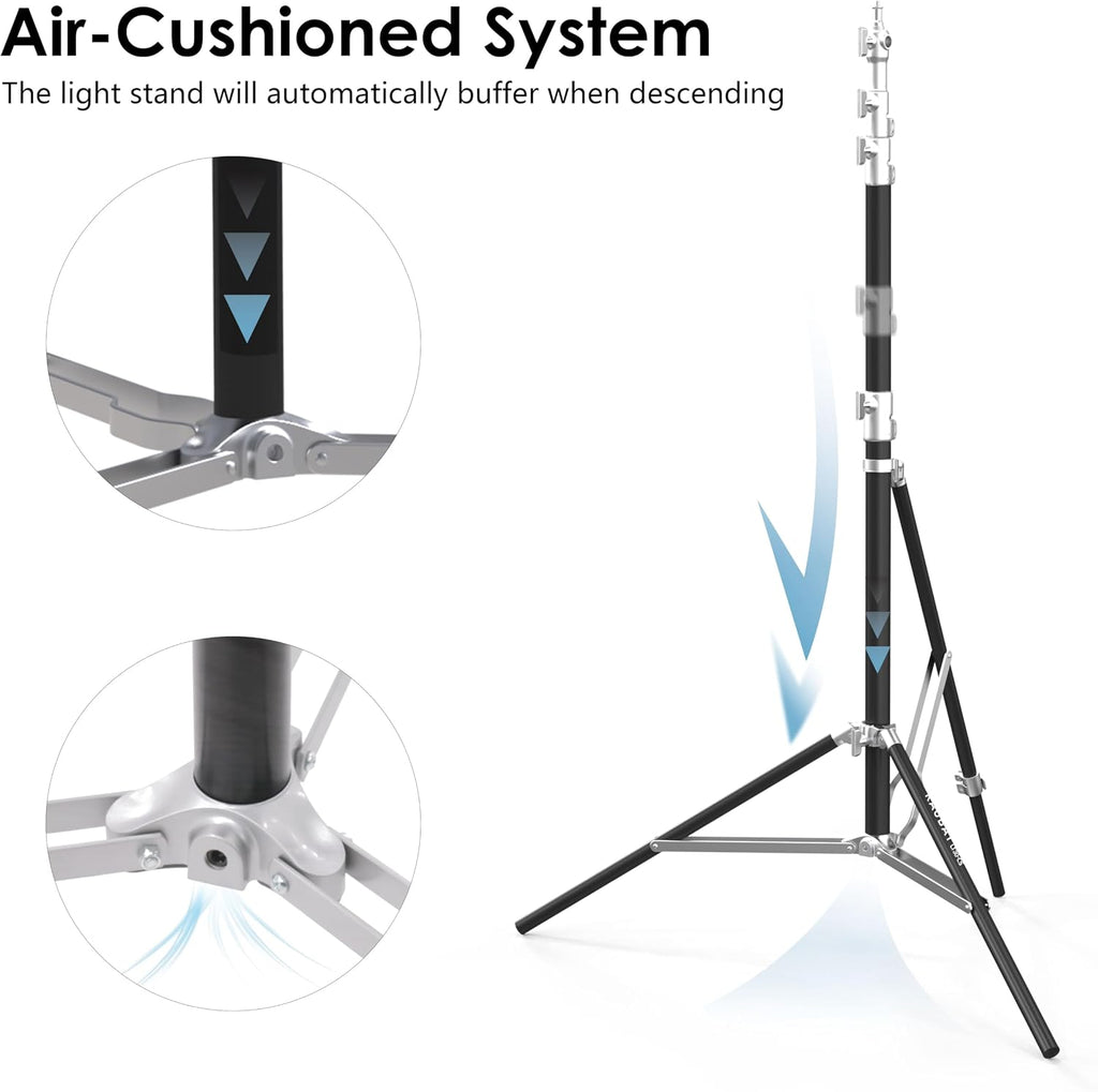 RAUBAY 10ft Corner Light Stand, Air Cushion, Silver, LT30-CS
