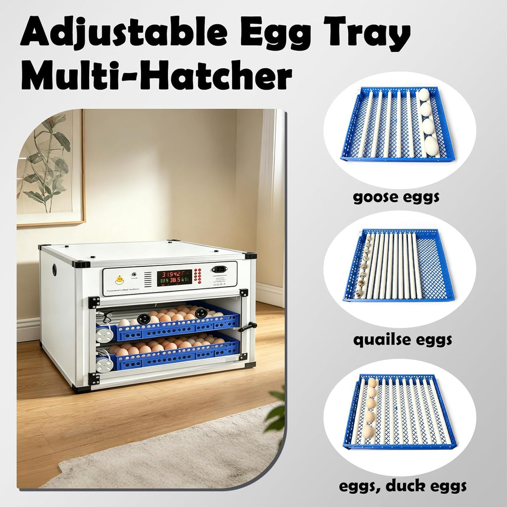 Eggs Incubator ï¼136 Eggs Automatic Incubator for Hatching Eggs, with Automatic Egg Turning and Temperature Humidity Control, Poultry Hatching Incubator for Chicken Quail Bird Duck Goose