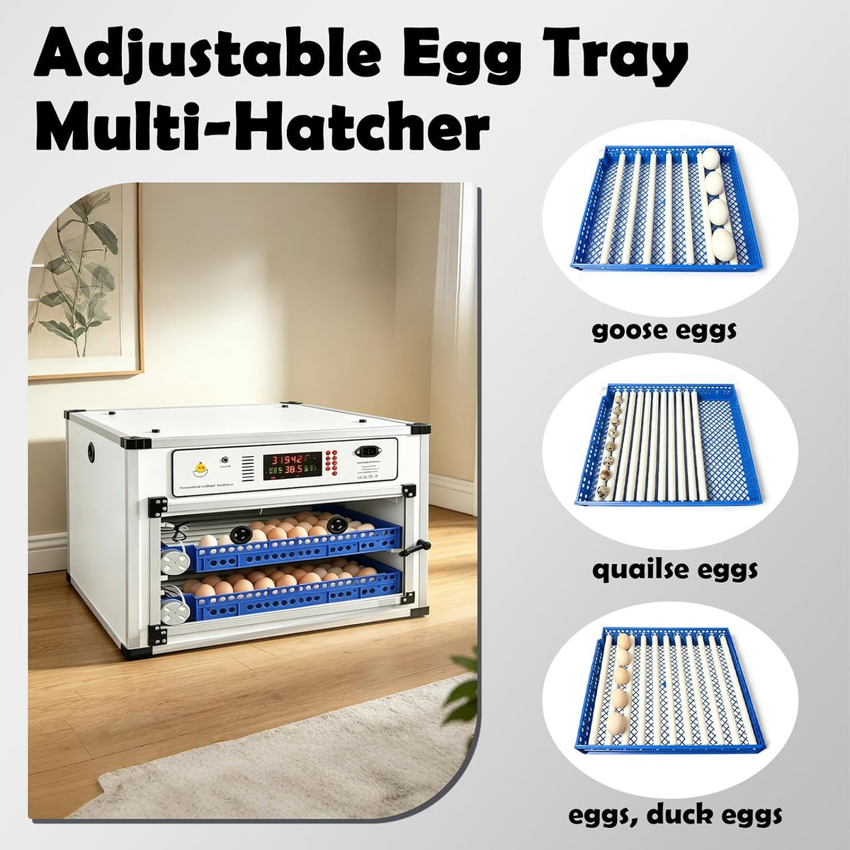 Eggs Incubator ï¼136 Eggs Automatic Incubator for Hatching Eggs, with Automatic Egg Turning and Temperature Humidity Control, Poultry Hatching Incubator for Chicken Quail Bird Duck Goose