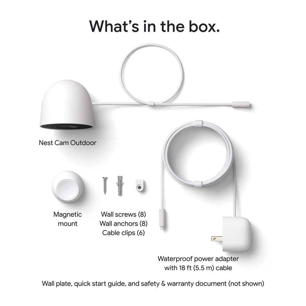 Google Nest Cam Outdoor (Wired, 2nd Gen) - Security Camera - Snow - 2 Pack