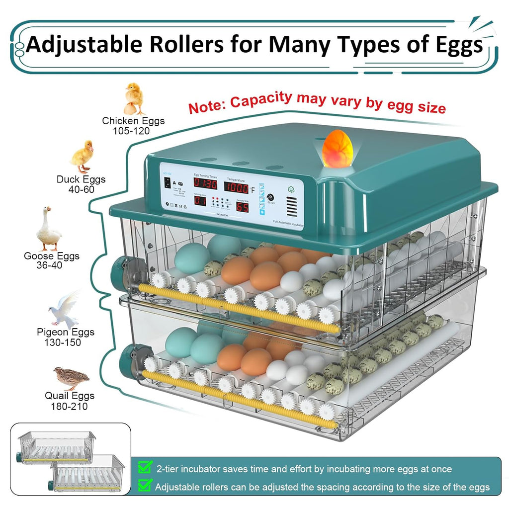 Egg Incubator for Hatching 120 Eggs with 5 Auto Incubation Models