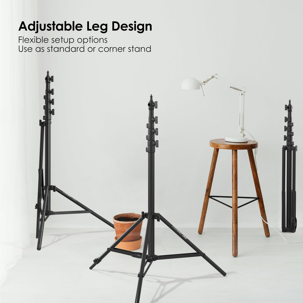 RAUBAY 10ft Corner Light Stand, Air Cushion, Silver, LT30-CS