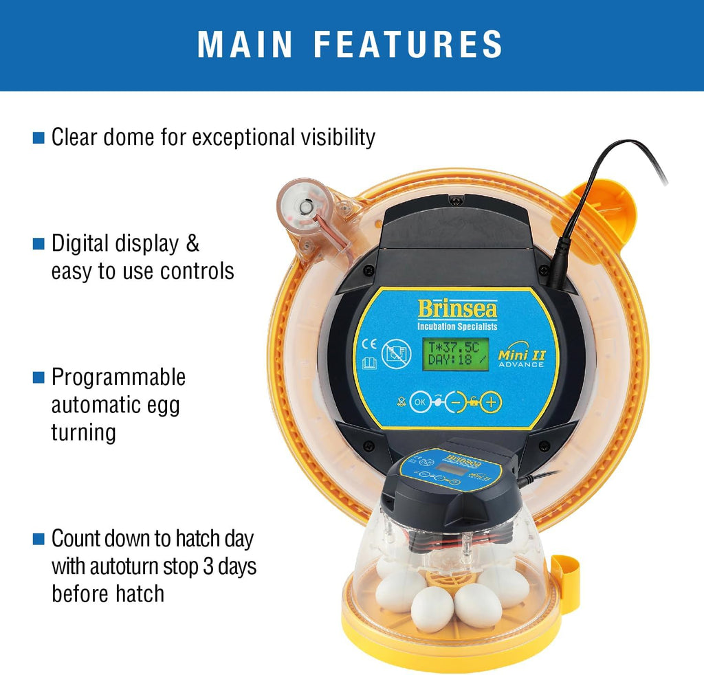Brinsea Mini II Advance Incubator with Automatic Turner for Hatching 7 Eggs