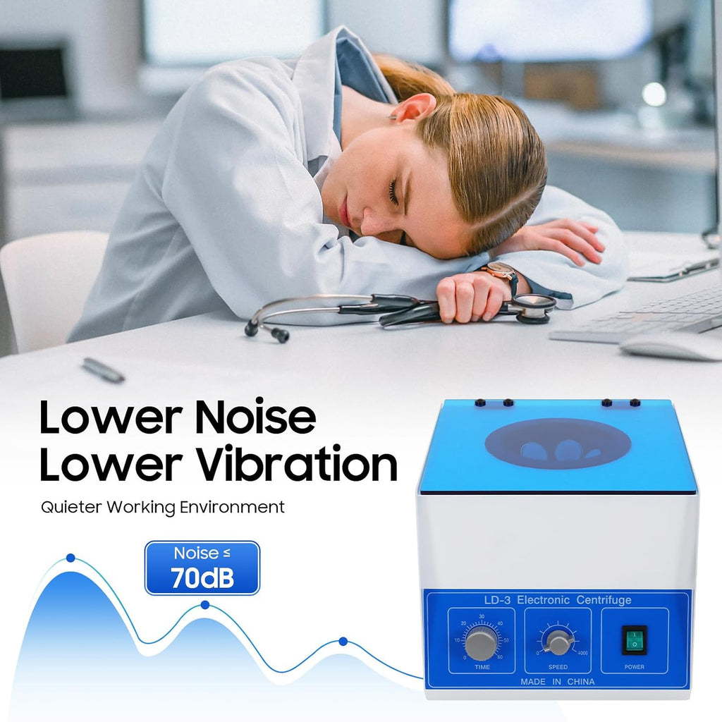 Electric Lab Centrifuge, 110V Mini Benchtop Centrifuge Machine 6x50 ml, with 0-60 min Timing Function and Adjustable 0-4000 r/min Speed