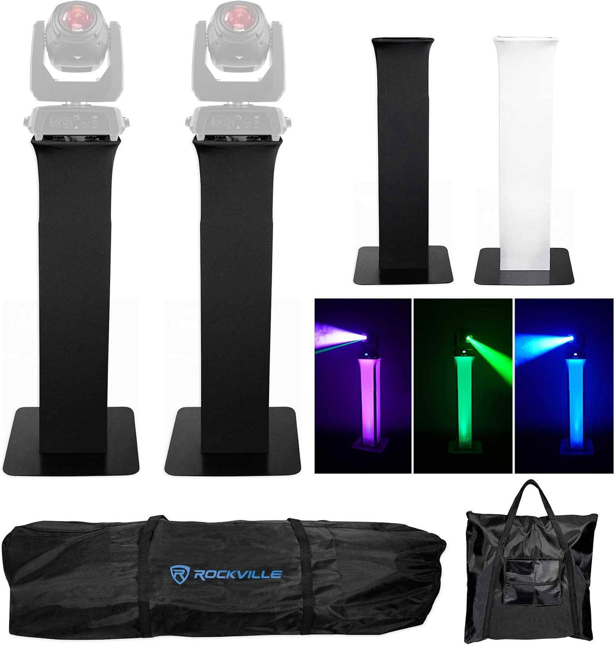 Rockville RTP32B Totem Light Stand For Intimidator Beam 140SR Light, 2-Pack