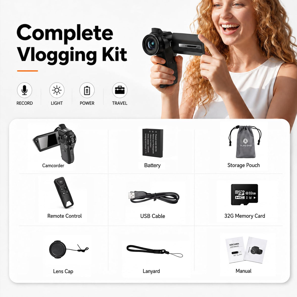 Vlogging Camera with Picture-in-Picture, WiFi Flip Screen, 8K Creator Kit