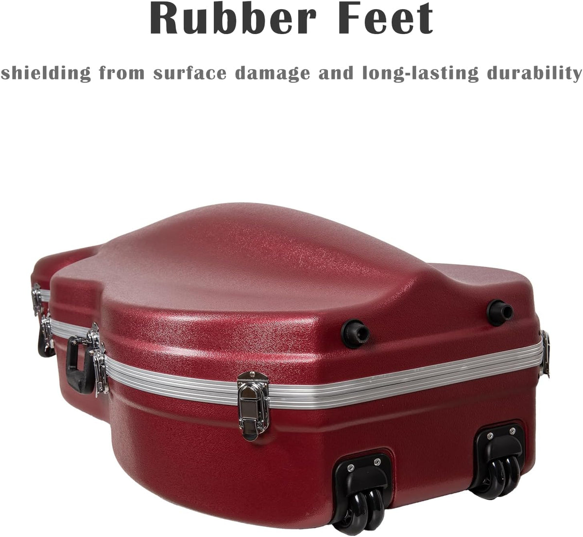 Crossrock ABS Cello Case for 4/4 & 3/4 Size | Wine Red Velvet Interior, Molded Hardshell with Wheels, Lock, Dual Bow Holders & Backpack Straps-Dark Red (CRA862CEFDR)