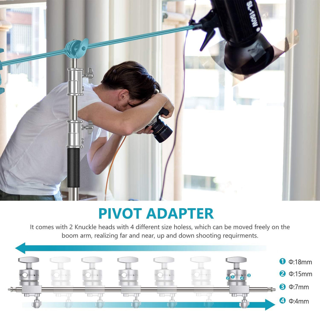 Neewer 10 Feet/3 Meters Adjustable C-Stand Light Stand with 4 Feet/1.2 Meters Extension Boom Arm, 2 Pieces Grip Head and Carry Bag for Photography Studio Video Reflector, Umbrella, Monolight, etc