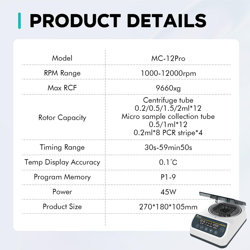 LAB FISH MC-12PRO High-Speed Centrifuge, 1000-12000RPM 9660xg