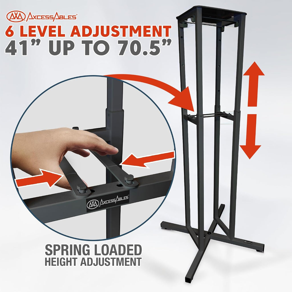 AxcessAble Two (2) Moving Head Light Black Stands with White/Black Scrims, Portable DJ Lighting Stands with Carrying Bag and EVA Pads â Adjustable Height Up to 70.5" (2-Stand Pack)