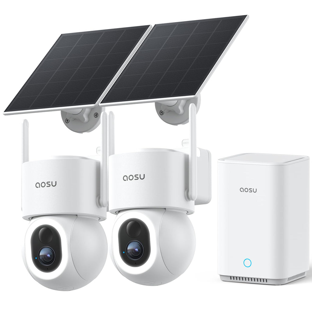 aosu D1 Max, 4-Cam Kit, 4K Solar Security Cameras System Wireless Outdoor