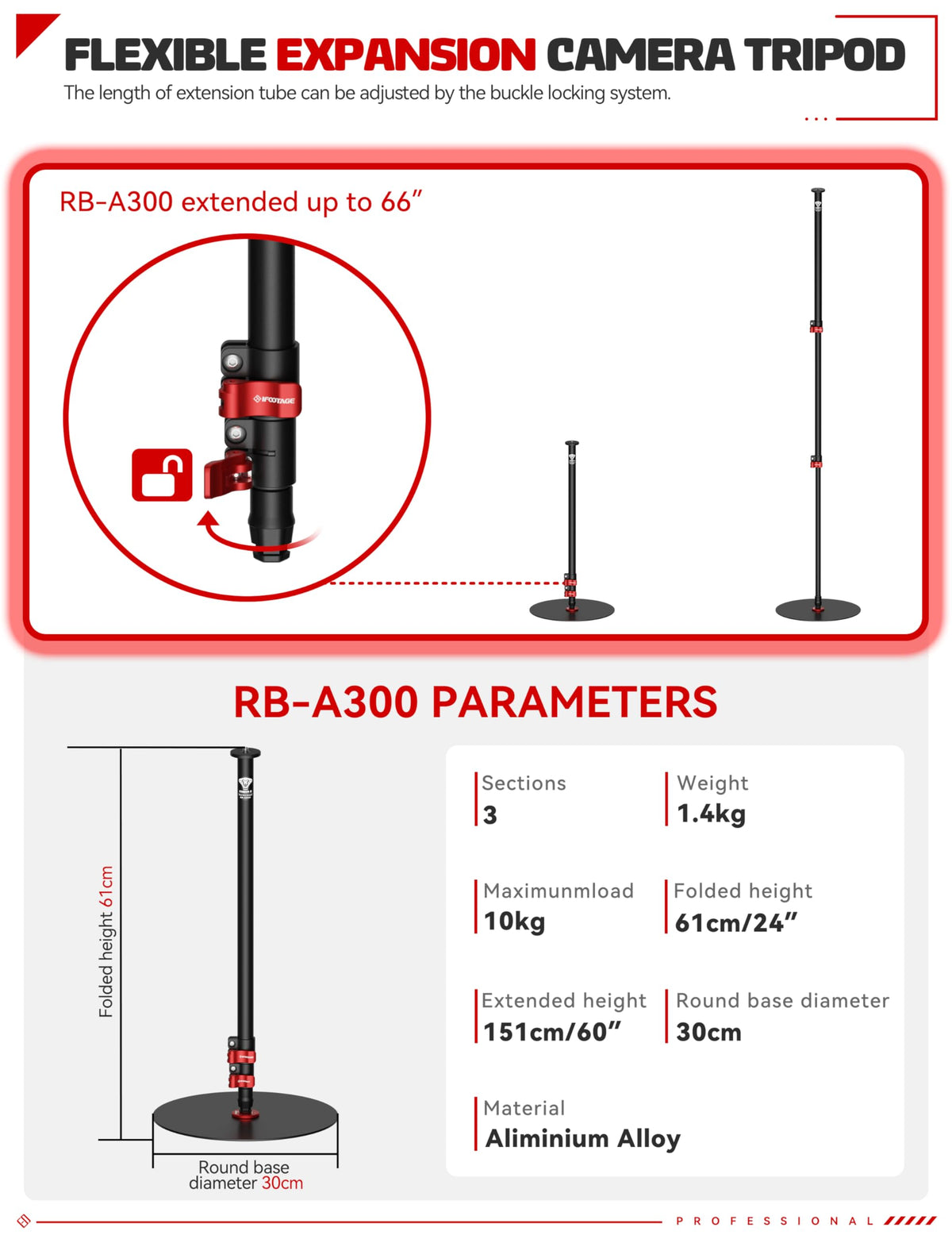 IFOOTAGE RB-A400 Round Base Light Stand Monopod 79" 2 Pack