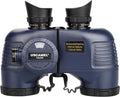 Marine Binoculars 10x50 Waterproof with Compass Rangefinder BAK4 for Adults