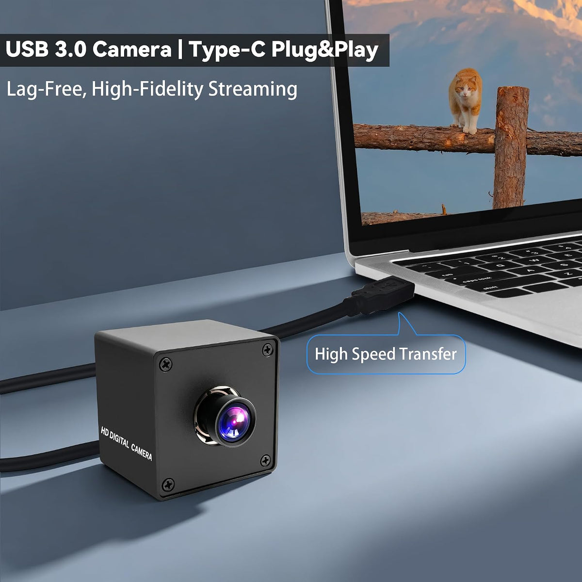 230fps USB Camera, 12MP Webcam with 90 Degree Autofocus Lens