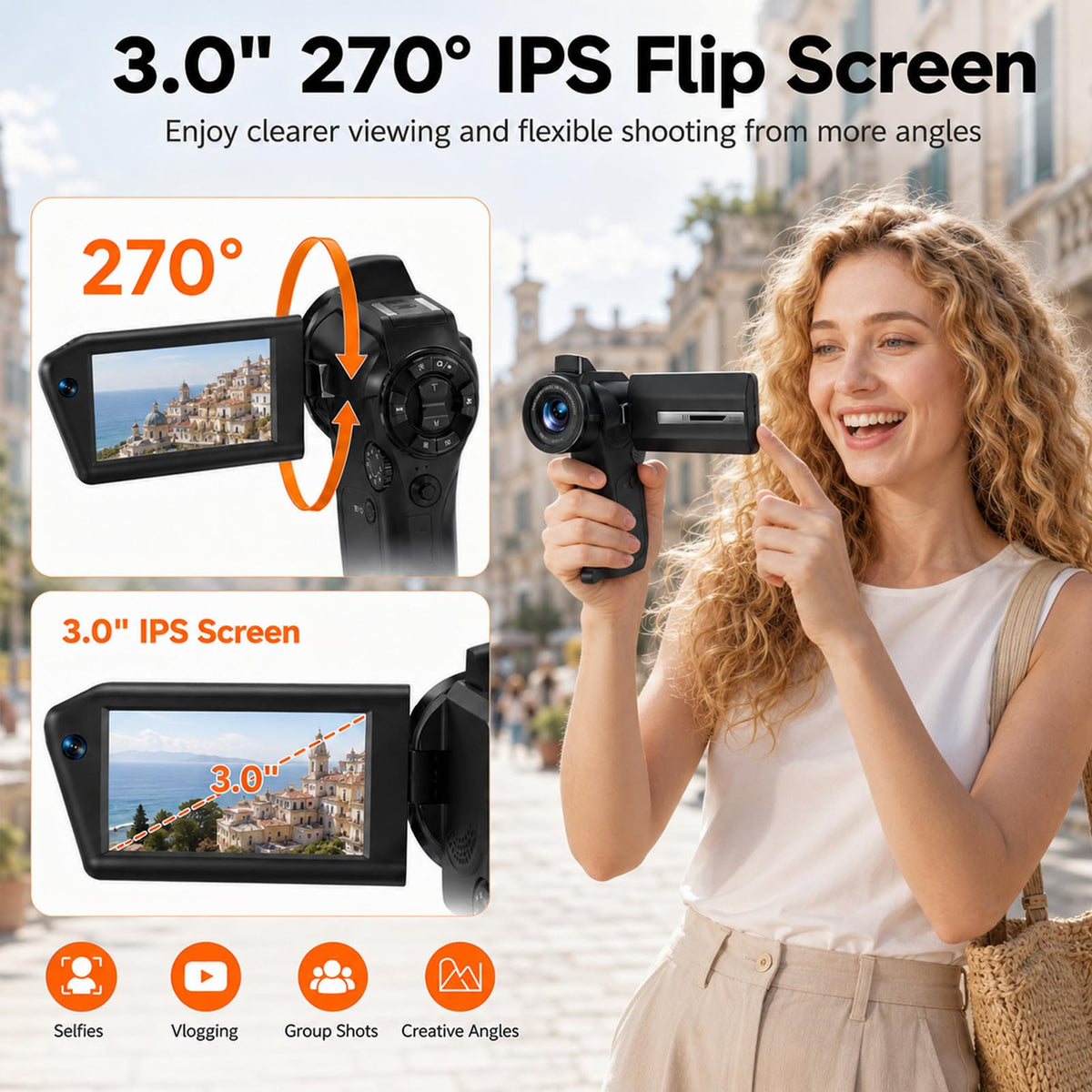 Vlogging Camera with Picture-in-Picture, WiFi Flip Screen, 8K Creator Kit