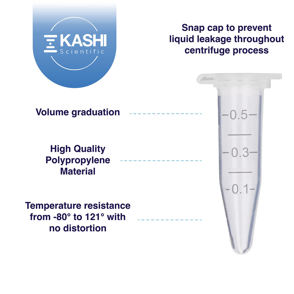 Kashi Scientific 50mL Self Standing Centrifuge Tubes with Screw Cap Lid, Lab Grade Polypropylene Plastic, Skirted, Printed Graduation, Write-on Spot [50mL Self-Standing, 500]