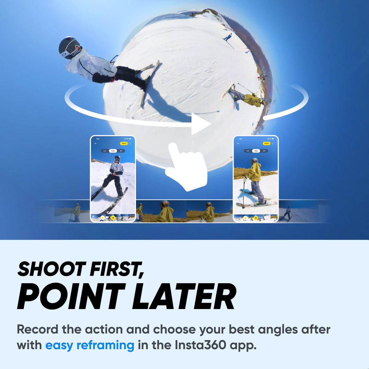 Insta360 X3, 360 Action Camera with 5.7K 360 Active HDR Video, 4K Single-Lens Camera, Waterproof, FlowState Stabilization, 2.29" Touchscreen, AI Editing, for Motorcycle, Wintersports and Vlogging