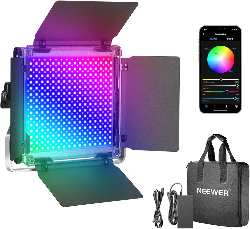 NEEWER 660 PRO RGB LED Video Light with App Control/Barn Door/U Bracket