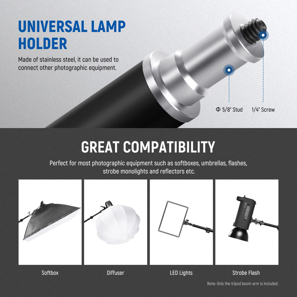Neewer 2-in-1 Photography Light Stand, Aluminum Alloy 9.7ft Heavy Duty Tripod Stand with 3.8ft Boom Arm and Empty Sandbag for Video Light, Strobe, Reflector, Softbox for Studio Photo Video Shooting