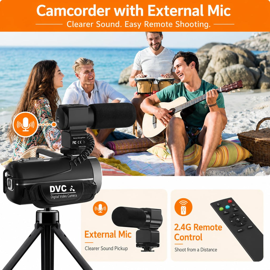 8K Video Camera, 48MP Vlogging Camcorder With IR Night Vision for Youtubers