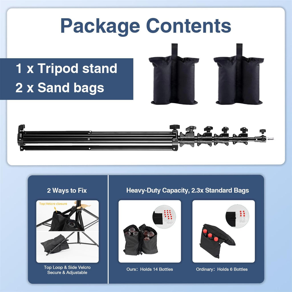 Kate 2Pcs Heavy Duty 10.8ft Light Stand with Casters for Softbox, Monolight