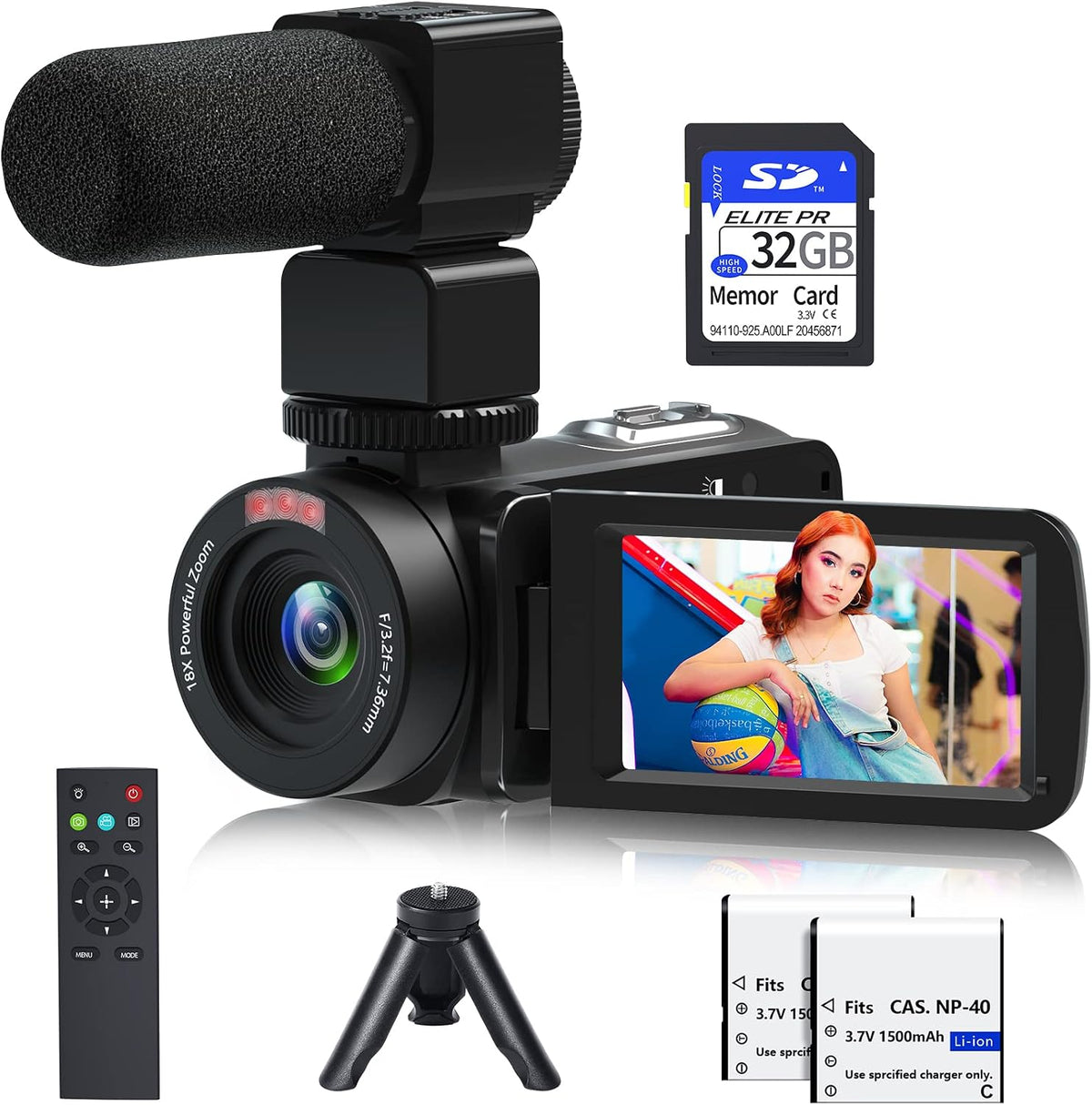 VETEK Video Camera, 1080P 30MP Camcorder IR Night Vision Vlogging Camera