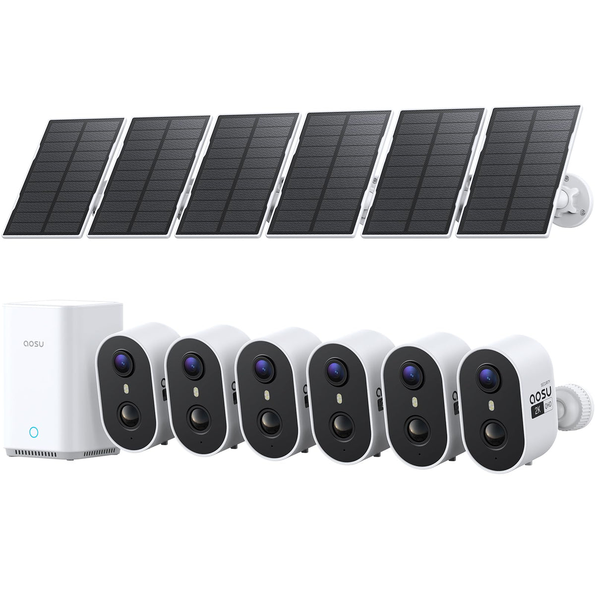 aosu 2K Solar Security Cameras Wireless Outdoor System, 4-Cam-Kit