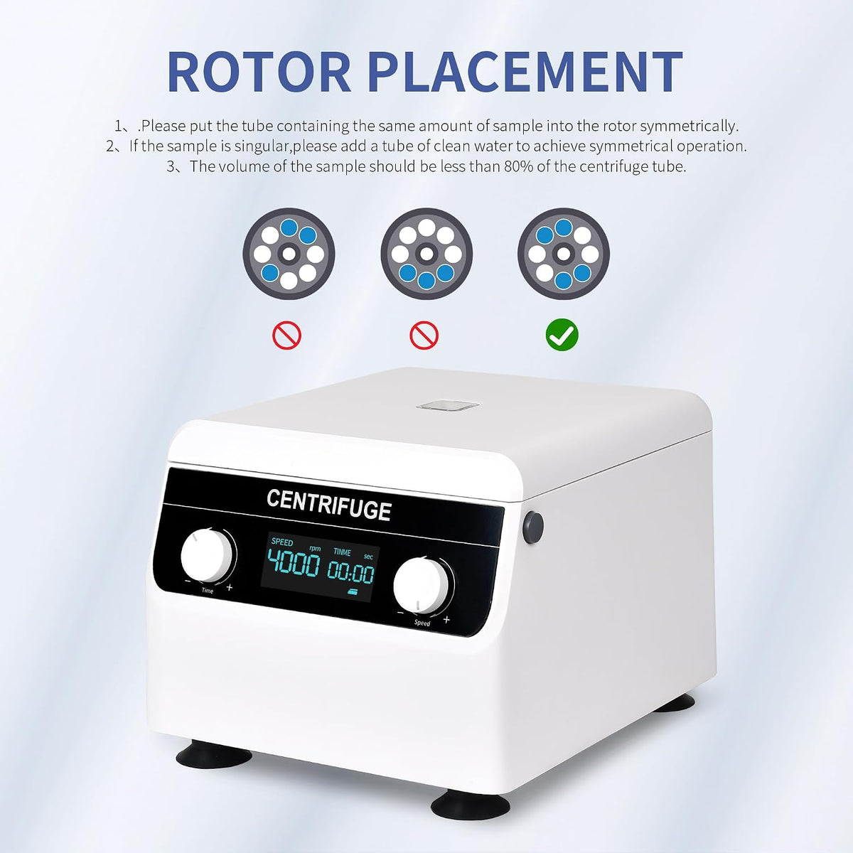 Centrifuge Machine LCD 8x10ml/15ml 4000RPM 1920Ãg RCF Timer 99min99s