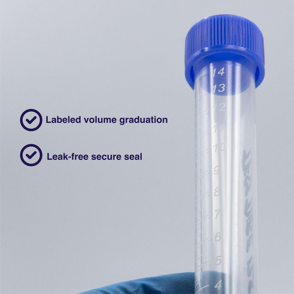Kashi Scientific 50mL Self Standing Centrifuge Tubes with Screw Cap Lid, Lab Grade Polypropylene Plastic, Skirted, Printed Graduation, Write-on Spot [50mL Self-Standing, 500]