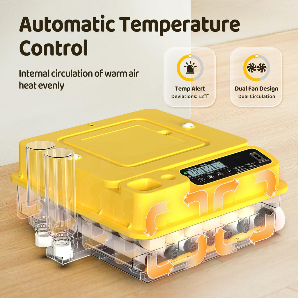 108 Egg Incubator for Hatching Eggs, Fully Automatic Egg Incubator with Auto Temp/Water/Turning, for Chicken Duck Goose Quail Pigeon Turtle Eggs, Humidity Control by Bottles, 361Â° View Clear Window