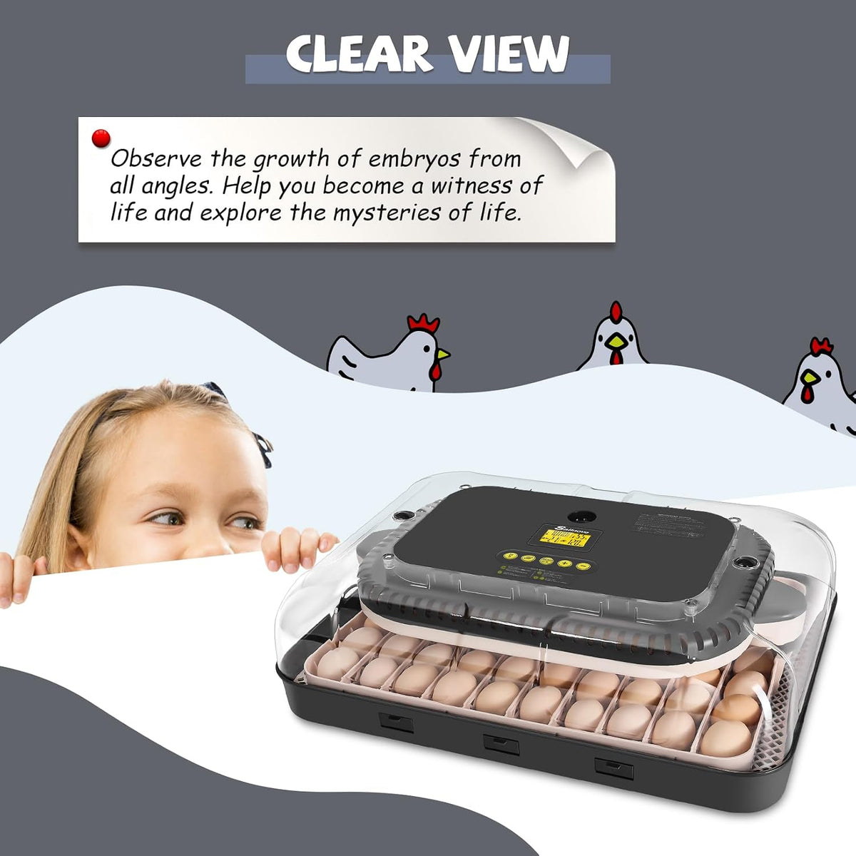 Sailnovo 70 Egg Incubators, Auto Humidification & Temperature Control
