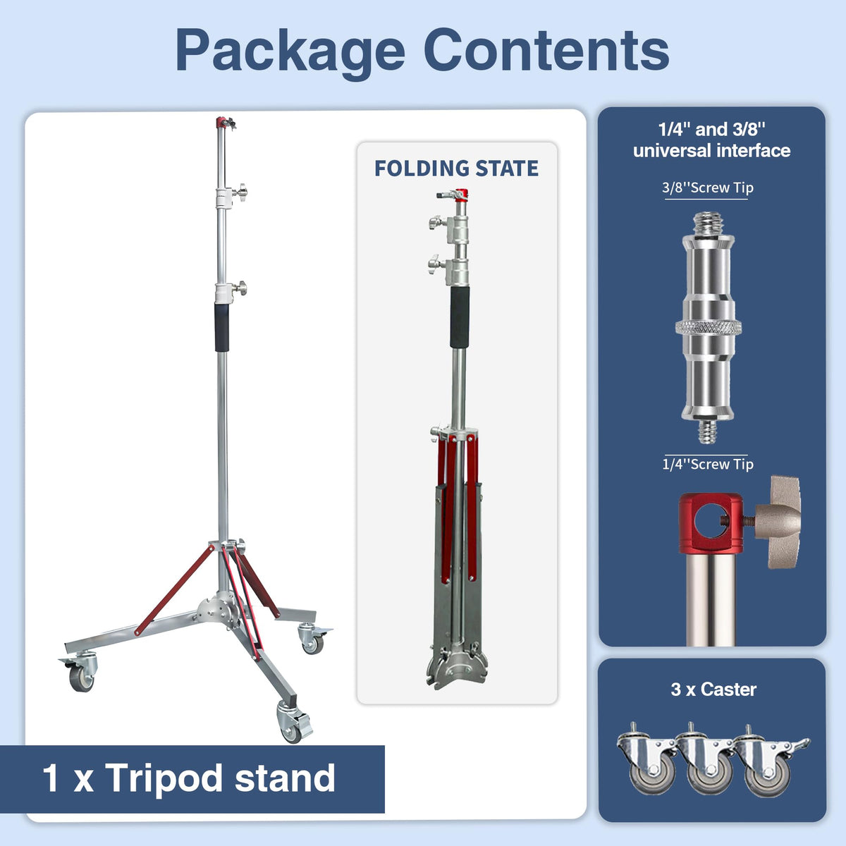 Kate 2Pcs Heavy Duty 10.8ft Light Stand with Casters for Softbox, Monolight