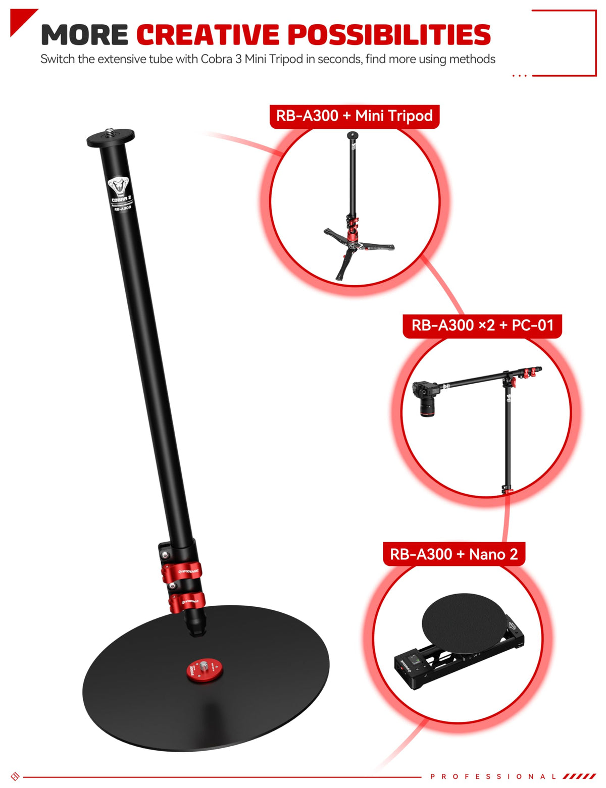 IFOOTAGE RB-A400 Round Base Light Stand Monopod 79" 2 Pack