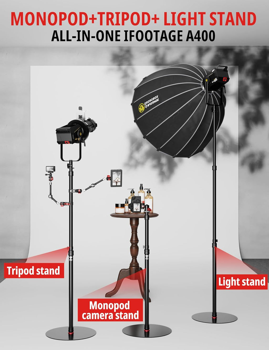 IFOOTAGE RB-A400 Round Base Light Stand Monopod 79" 2 Pack