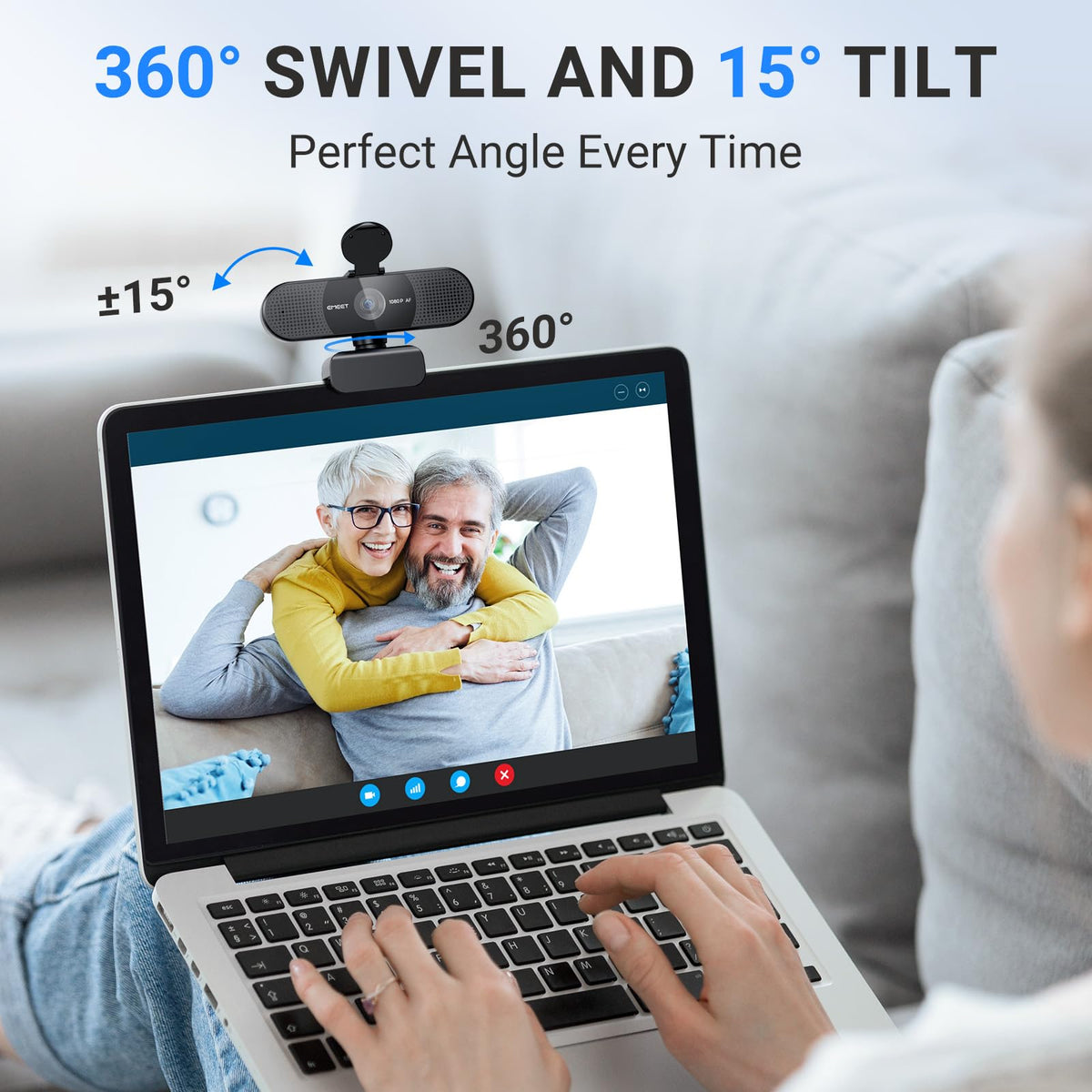 EMEET C960 Ultra 4K Webcam for Mac & PC, 1/1.5" Large Sensor, Metal Body