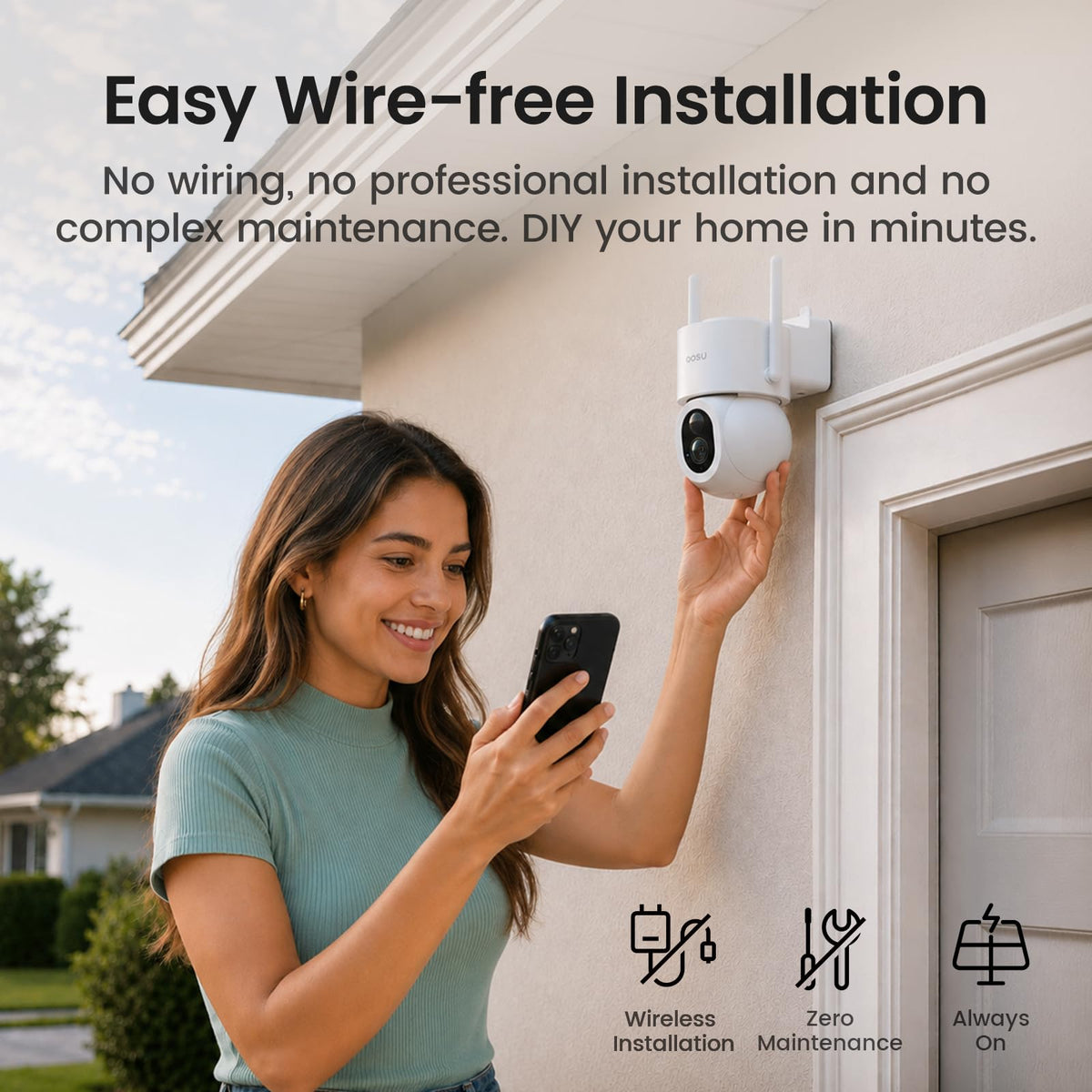 aosu D1 Max, 4-Cam Kit, 4K Solar Security Cameras System Wireless Outdoor