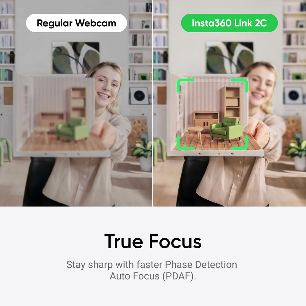 Insta360 Link 2C - 4K Webcam for PC/Mac, 1/2" Sensor, Auto Framing, HDR, AI Noise-Canceling Mic, Gesture Control for Streaming, Video Calls, Gaming, Works with Zoom, Teams, Twitch & More