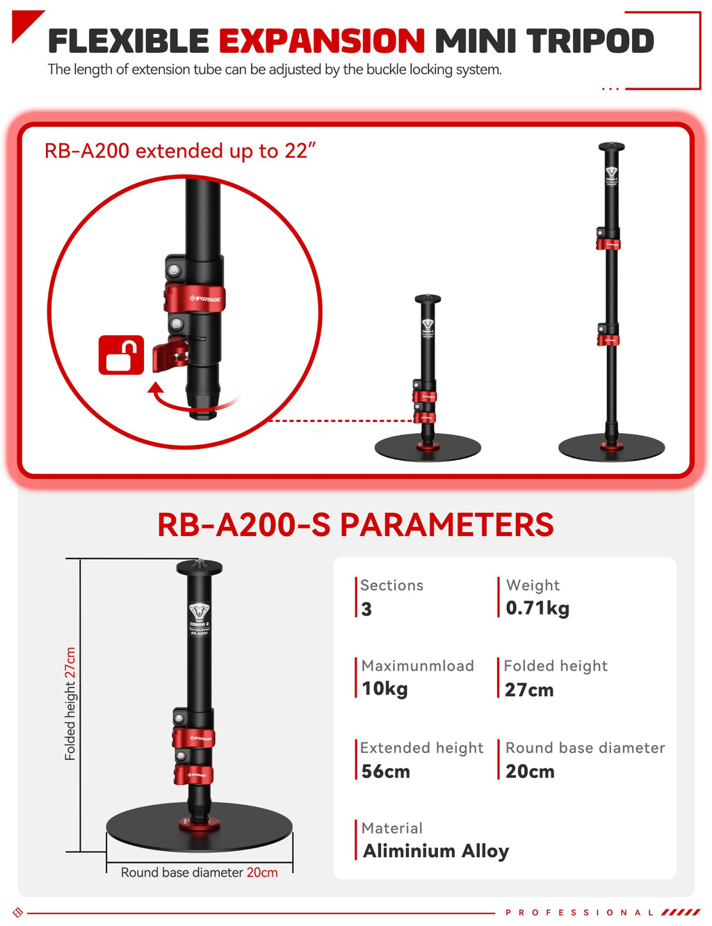 IFOOTAGE RB-A400 Round Base Light Stand Monopod 79" 2 Pack