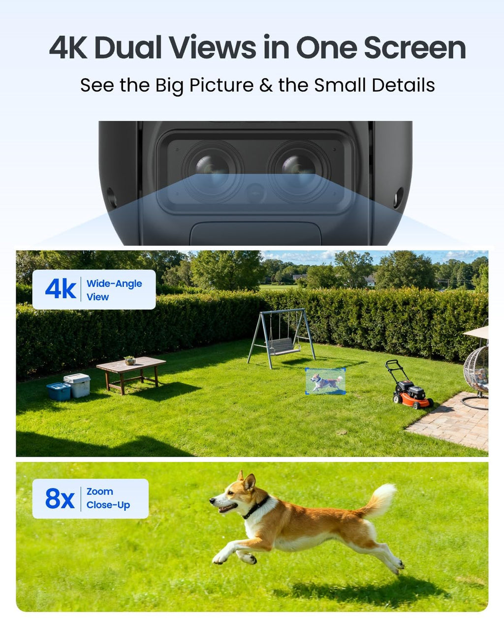 REOLINK 4K Dual Lens Cellular Security Camera Outdoor, Solar Wireless PTZ