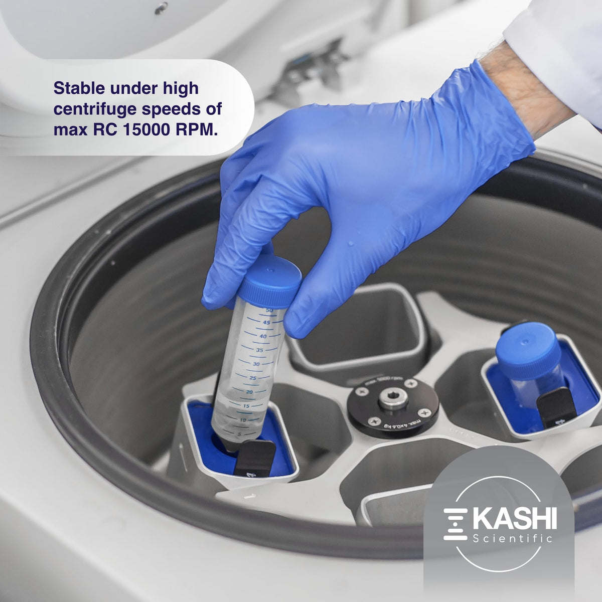 Kashi Scientific 50mL Self Standing Centrifuge Tubes with Screw Cap Lid, Lab Grade Polypropylene Plastic, Skirted, Printed Graduation, Write-on Spot [50mL Self-Standing, 500]