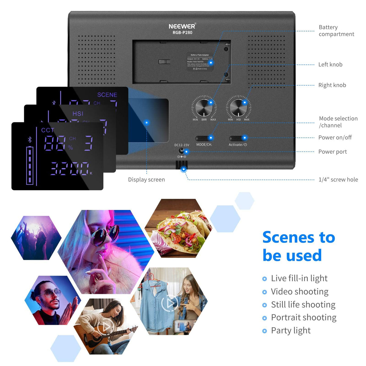 NEEWER 660 PRO RGB LED Video Light with App Control/Barn Door/U Bracket